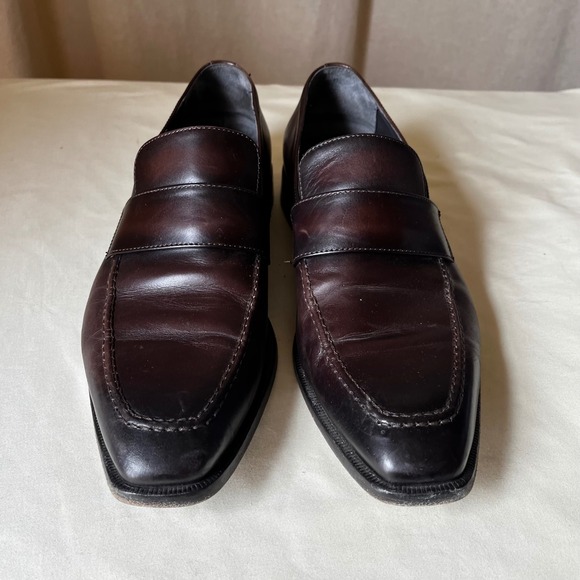 To Boot New York Penny Loafers Brown Burnished Leather Italy 10.5 D - Picture 2 of 7